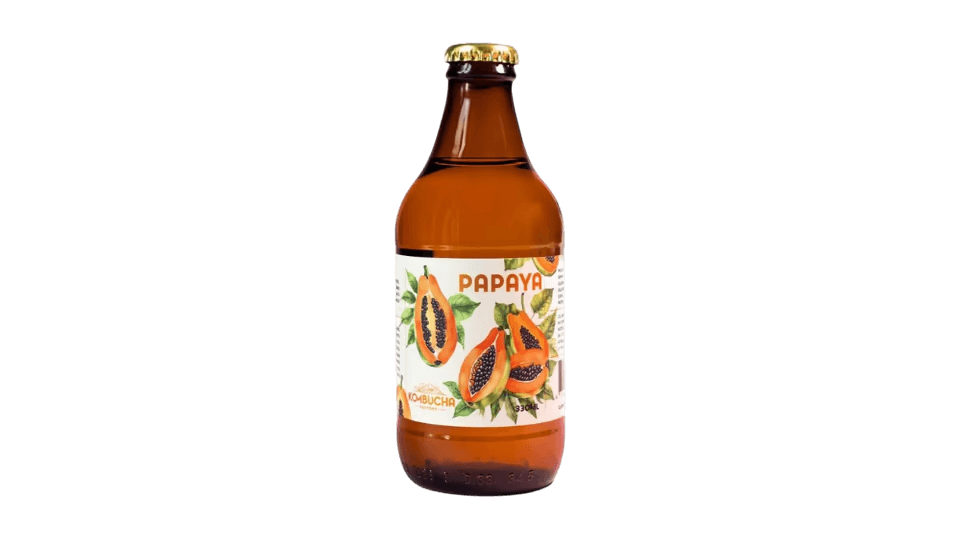 Papaijas melnās tējas kombuča, 0.33L, Kombucha Factory